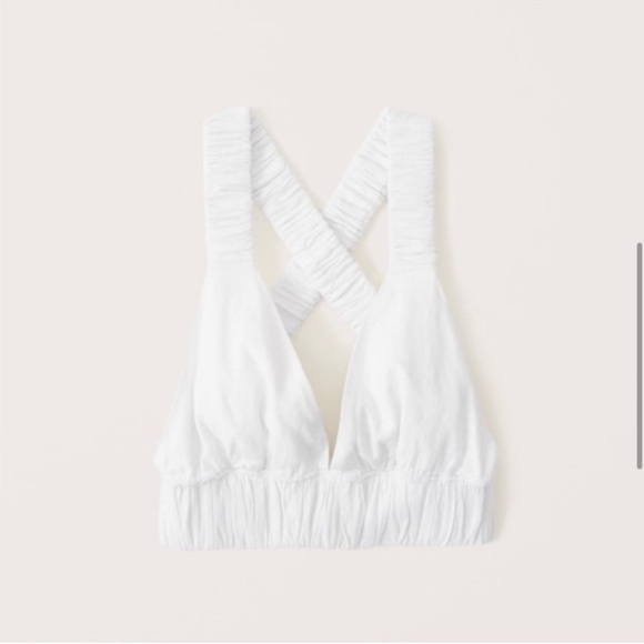 NWT Abercrombie & Fitch White Linen Viscose Cropped Top Medium - Picture 10 of 10